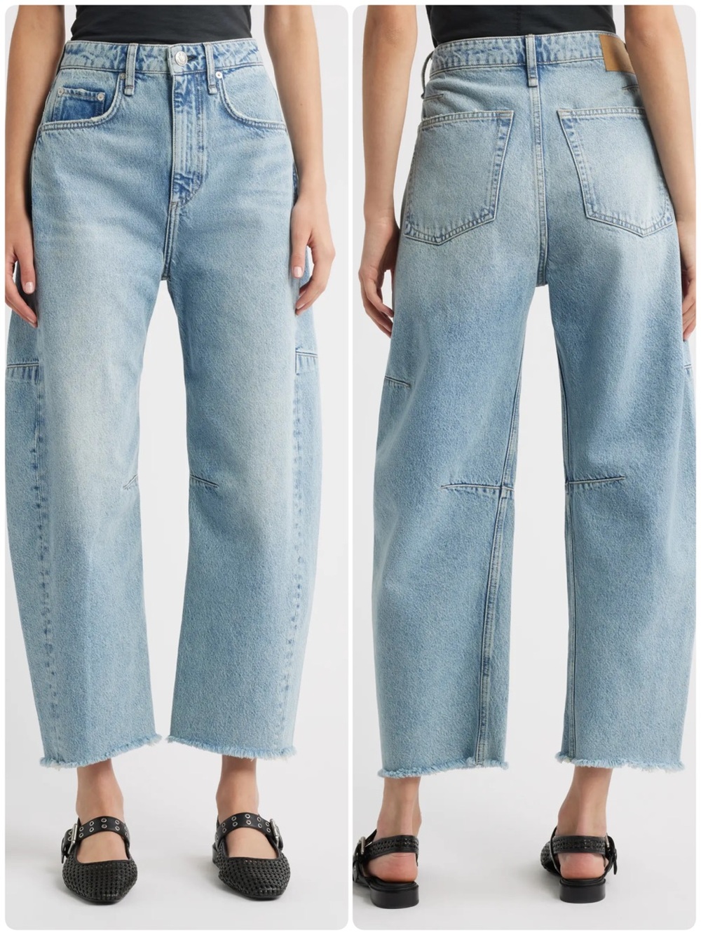 Rag & Bone Charlie High-Rise Barrel Leg Jeans Lou Blue Size 27